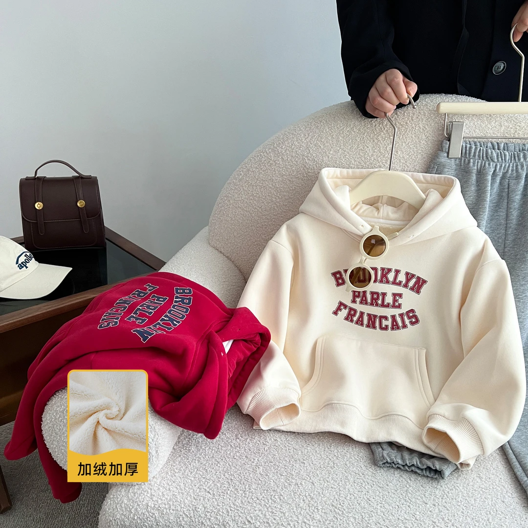 小菲特冬季女童上衣6-12岁中大童衣服女宝儿童加绒卫衣YNYD36283