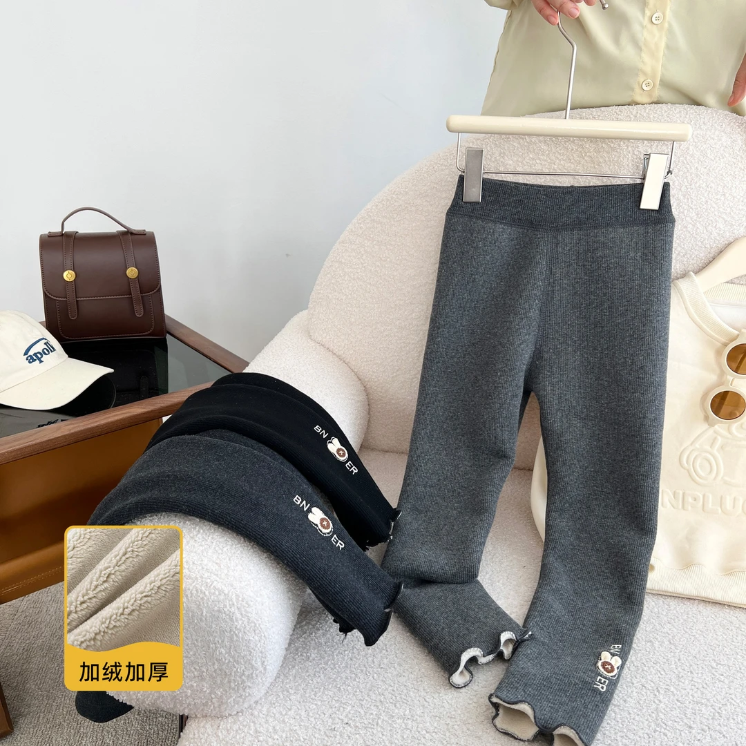 小菲特冬季新款女宝6-12岁加绒打底裤中大童儿童长裤QDKD35952