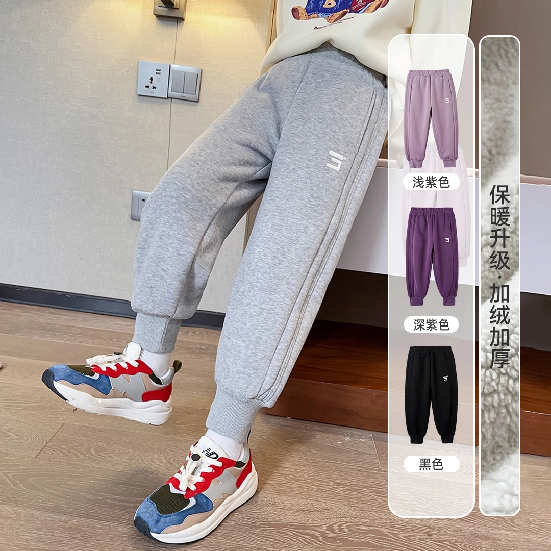 小菲特冬季新款女童装6-12岁加绒休闲裤女宝中大童卫裤QDKD36007