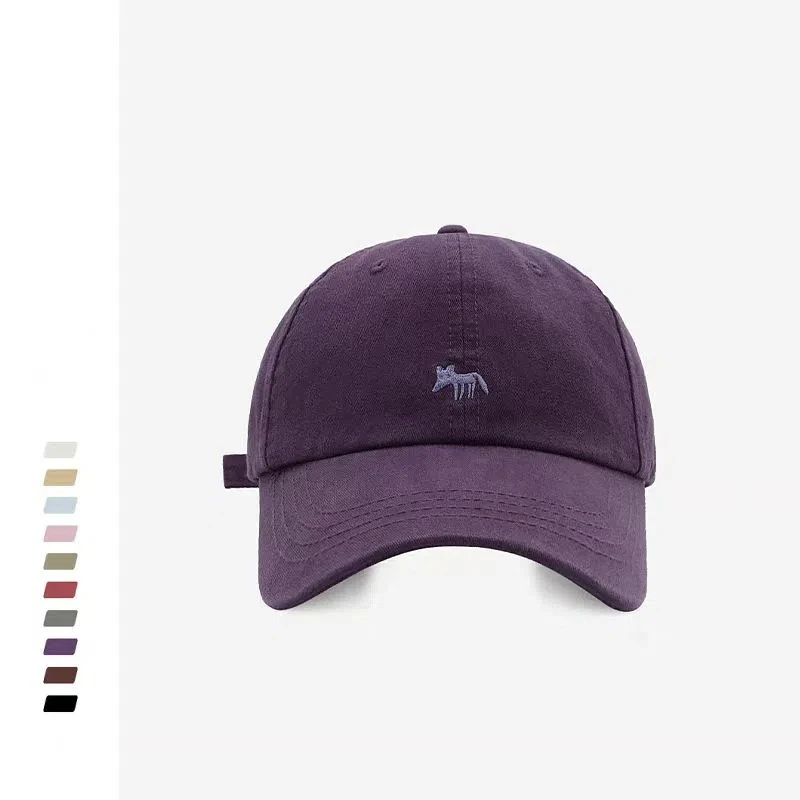 韩版小狐狸刺绣棒球帽女生春夏百搭宽檐帽子高品质软顶