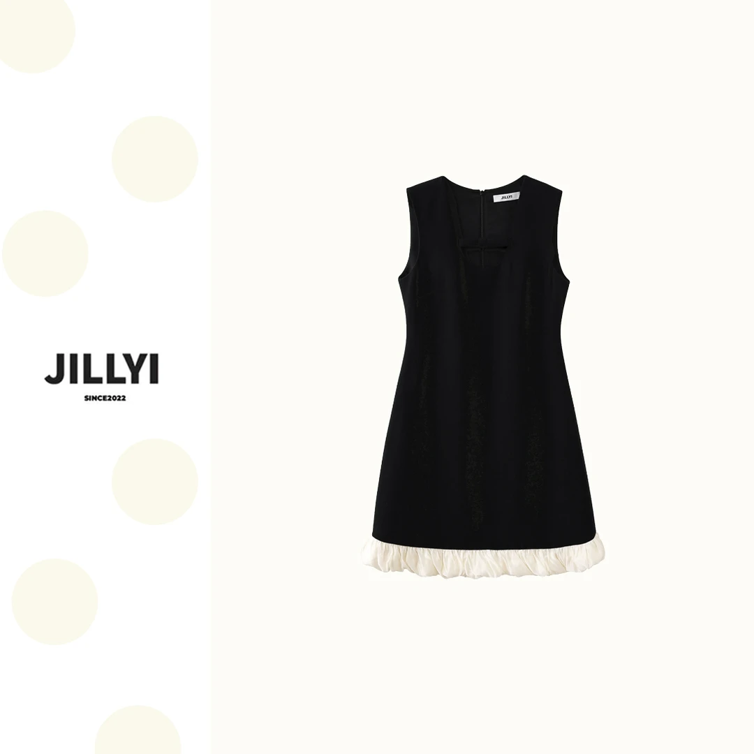 JILLYI南山店【校园舞会】白色云朵下摆无袖女装连衣裙气质时尚百搭