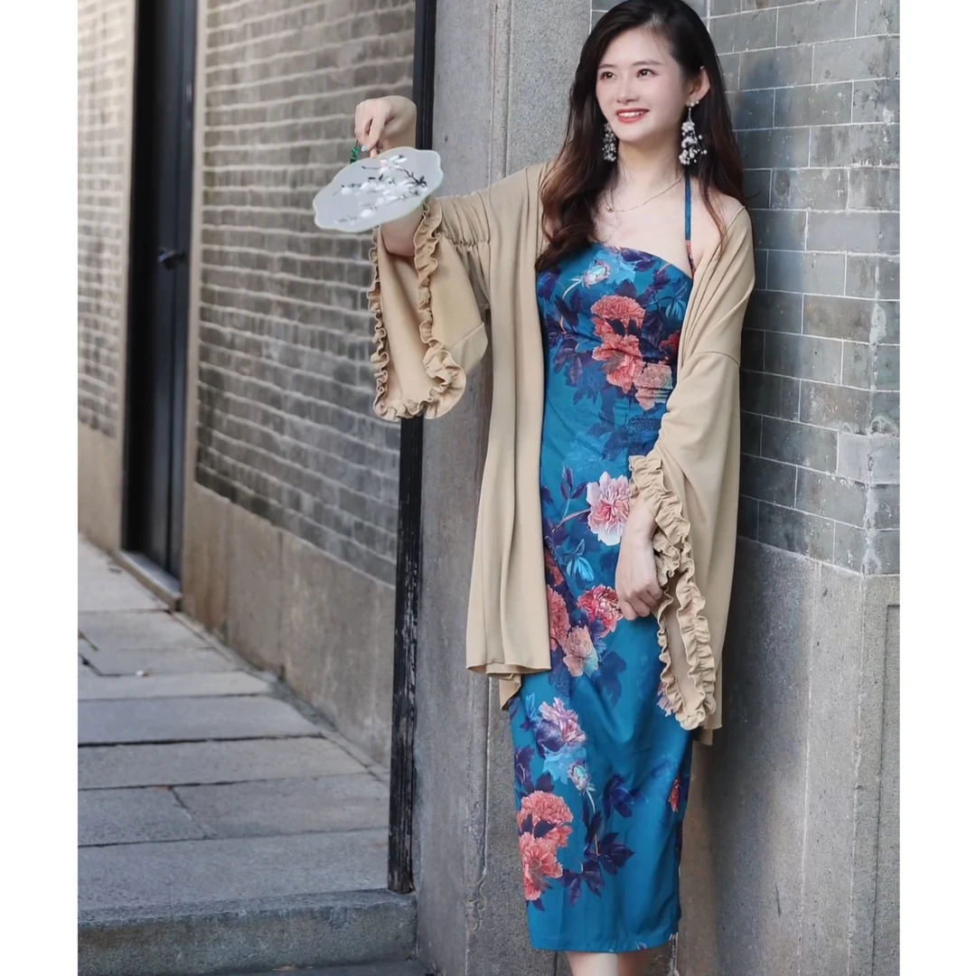 灰小猫春秋复古【木耳花】新中式国风长袖宽松针织中长款开衫外套女