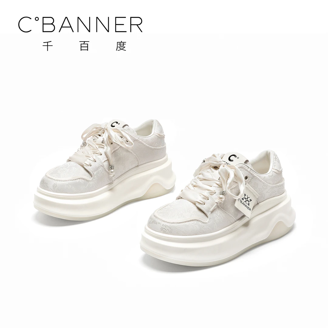 C.BANNER/千百度休闲鞋2025新中式时尚百搭厚底运动休闲板鞋