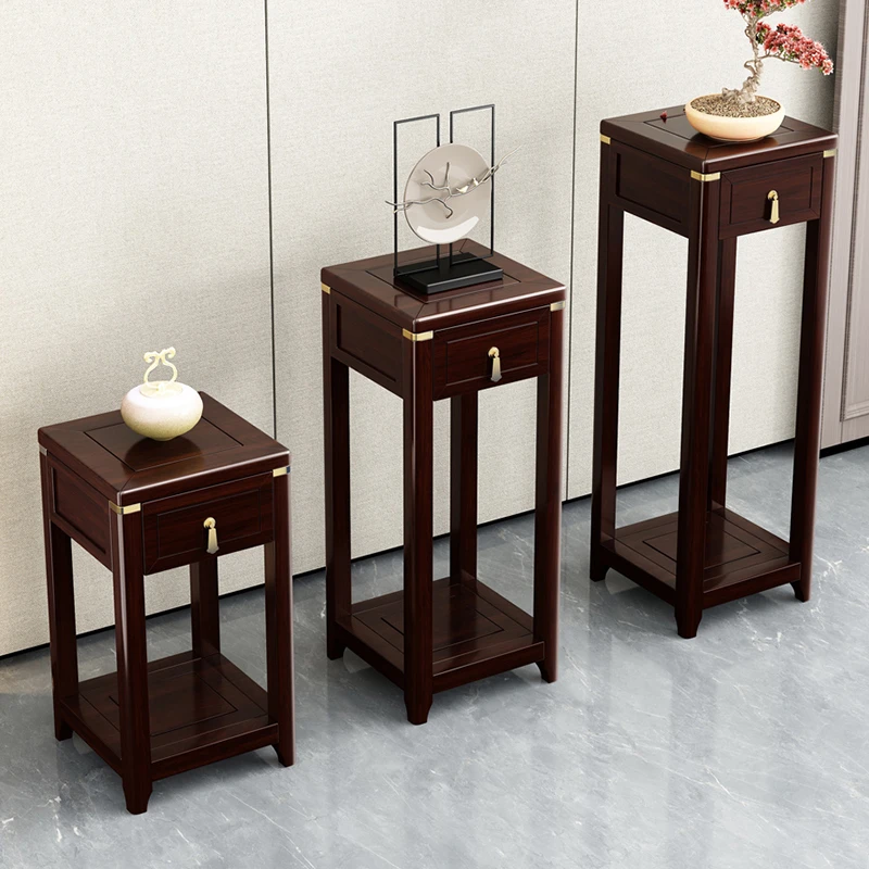 福思源客厅实木花架组合新中式置物架阳台装饰架子轻奢储物花盆架