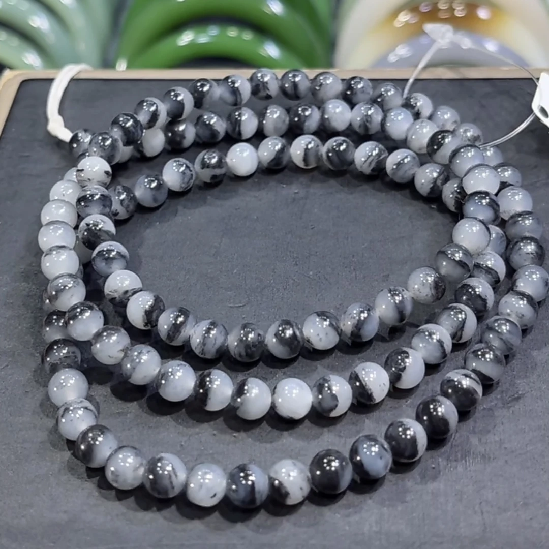 新疆和田玉聚宝盆青花籽项链多圈手串6mm