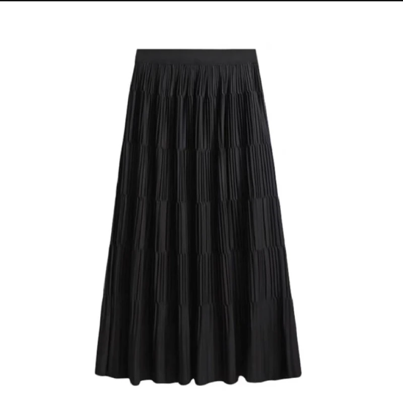 【ZM纵美】高质感A版休闲百搭设计感显瘦松紧腰百褶半身裙6085