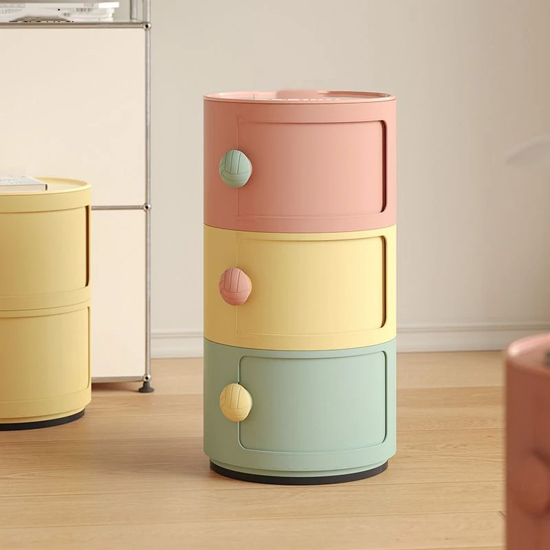北欧儿童床头柜圆形家用简约创意卧室网红收纳柜小型迷你窄边柜子