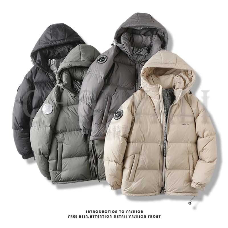 冬季保暖情侣款面包服羽绒服防风90鸭绒加厚保暖连帽羽绒服DY901