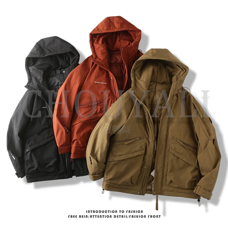 冬季保暖情侣款百搭休闲羽绒服青年时尚连帽宽松保暖大码羽绒服