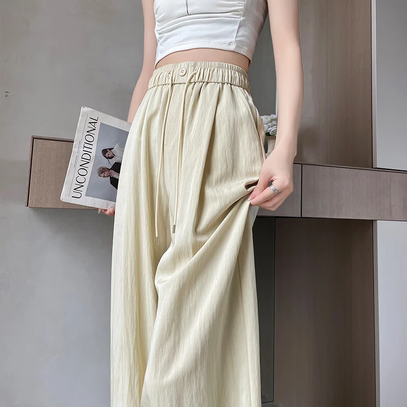 阔腿裤女夏季薄款2025新款宽松直筒高腰垂感bf慵懒风糯米山本裤子