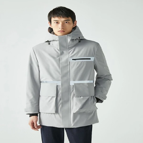 K-boxing/劲霸男装男士休闲运动保暖连帽中长款羽绒服VRJG4129