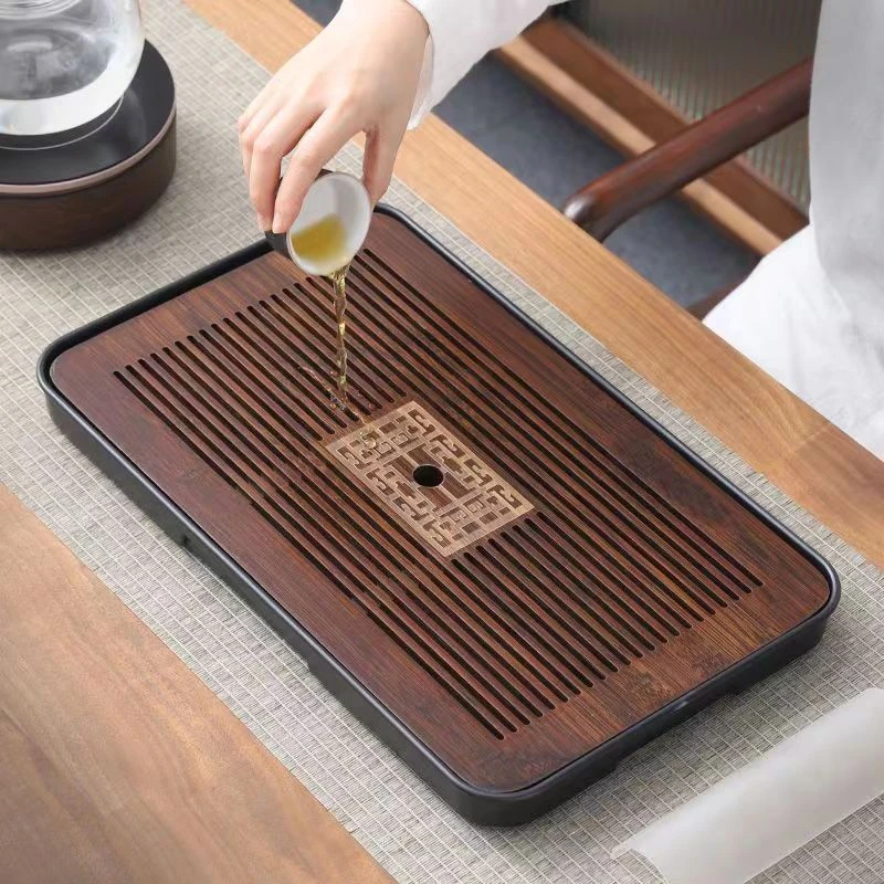竹木茶盘简约家用托盘沥水竹制长方形简易竹茶盘