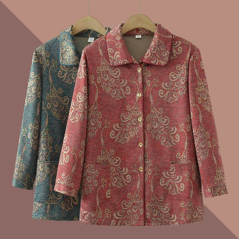 中老年人秋装女老人薄款衬衫奶奶长袖上衣老太太妈妈春秋衬衣套装