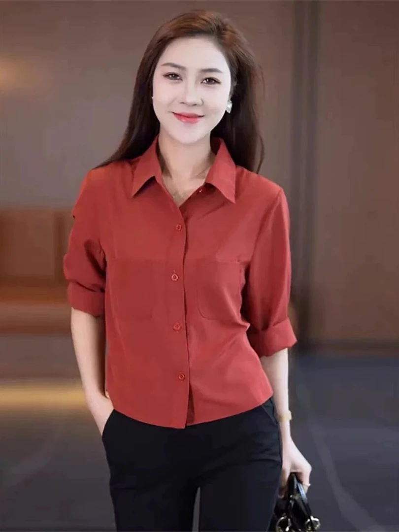 小个子打底衫春秋新款宽松洋气衬衫长袖显瘦遮肚子上衣妈妈装衬衣