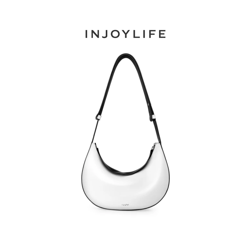 INJOYLIFE香蕉船小号休闲简约黑白色新款女士单肩包包潮流感