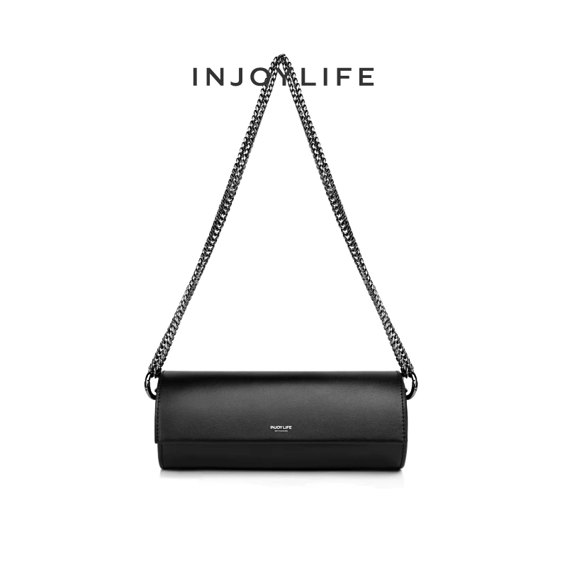 INJOYLIFE圆筒包时尚百搭流浪包小众设计感包包高级斜挎包链条包