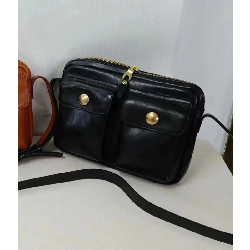 【120库里南三口之家】新品百搭单肩斜跨包休闲简约女包18519黑色