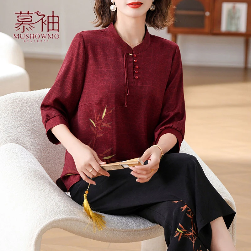 妈妈装夏装中老年女装中国风套装夏季休闲宽松新中式两件套国潮