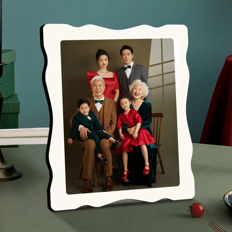 曲边简约相框定制摆台照片做成水晶婚纱照相片时尚大方长方形8寸