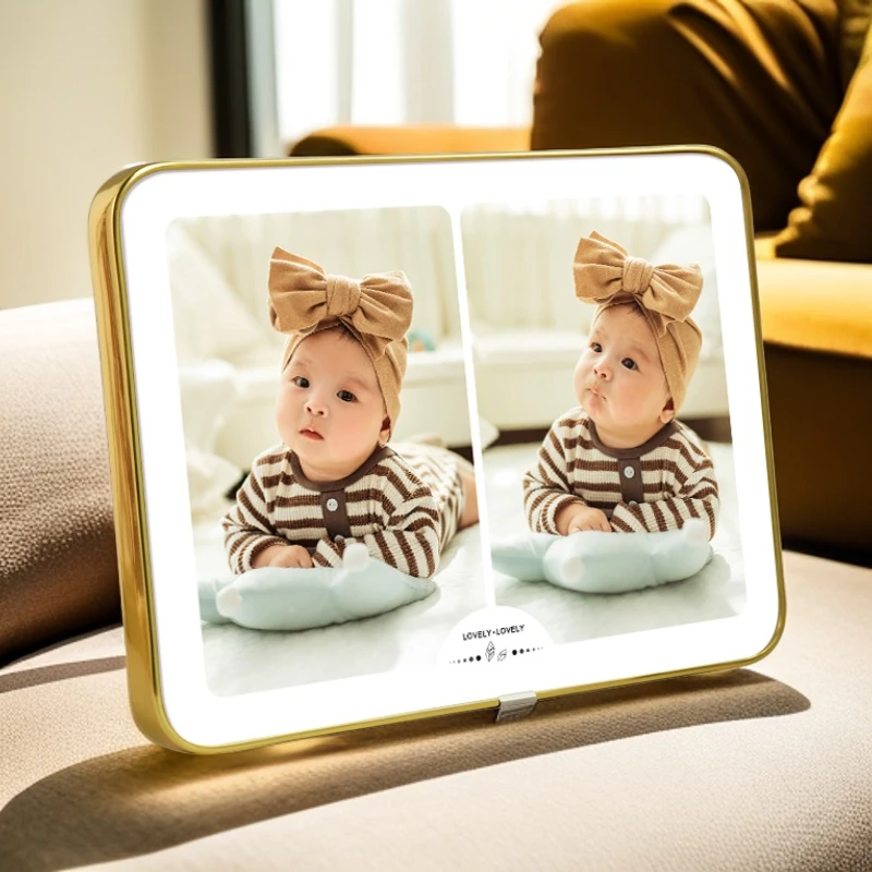 【拉菲金两宫格】摆台相框照片定制简约婚纱照宝宝照洗照片