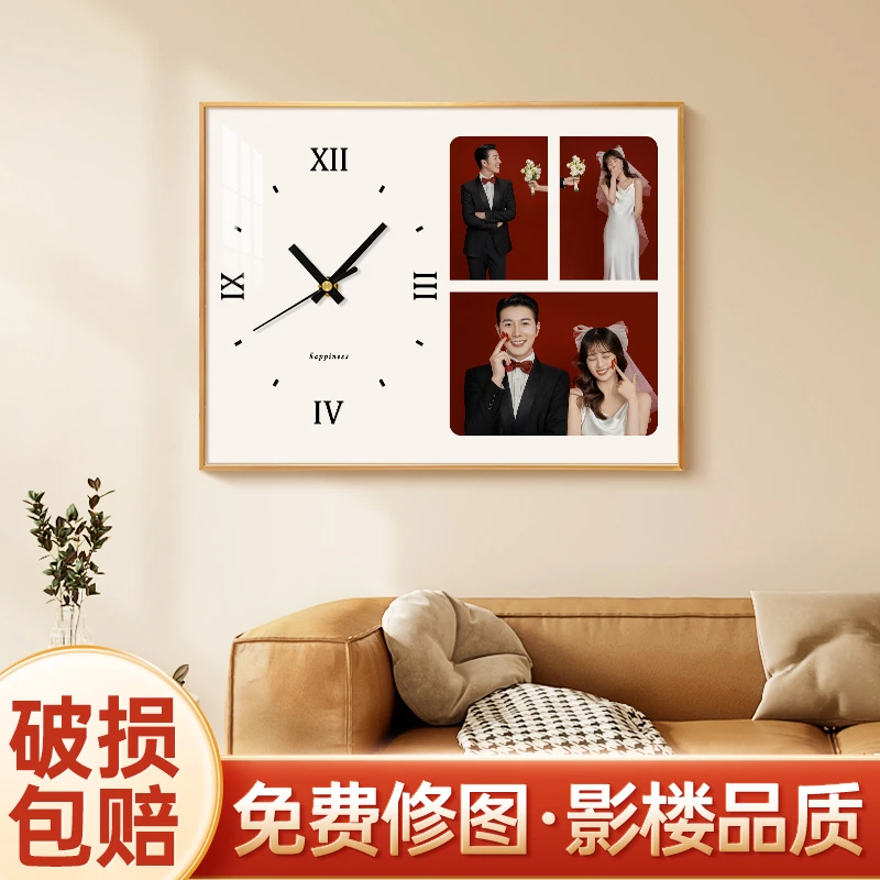 情侣时钟创意挂墙定制洗照片冲印相片水晶相框画框高级感照片制作
