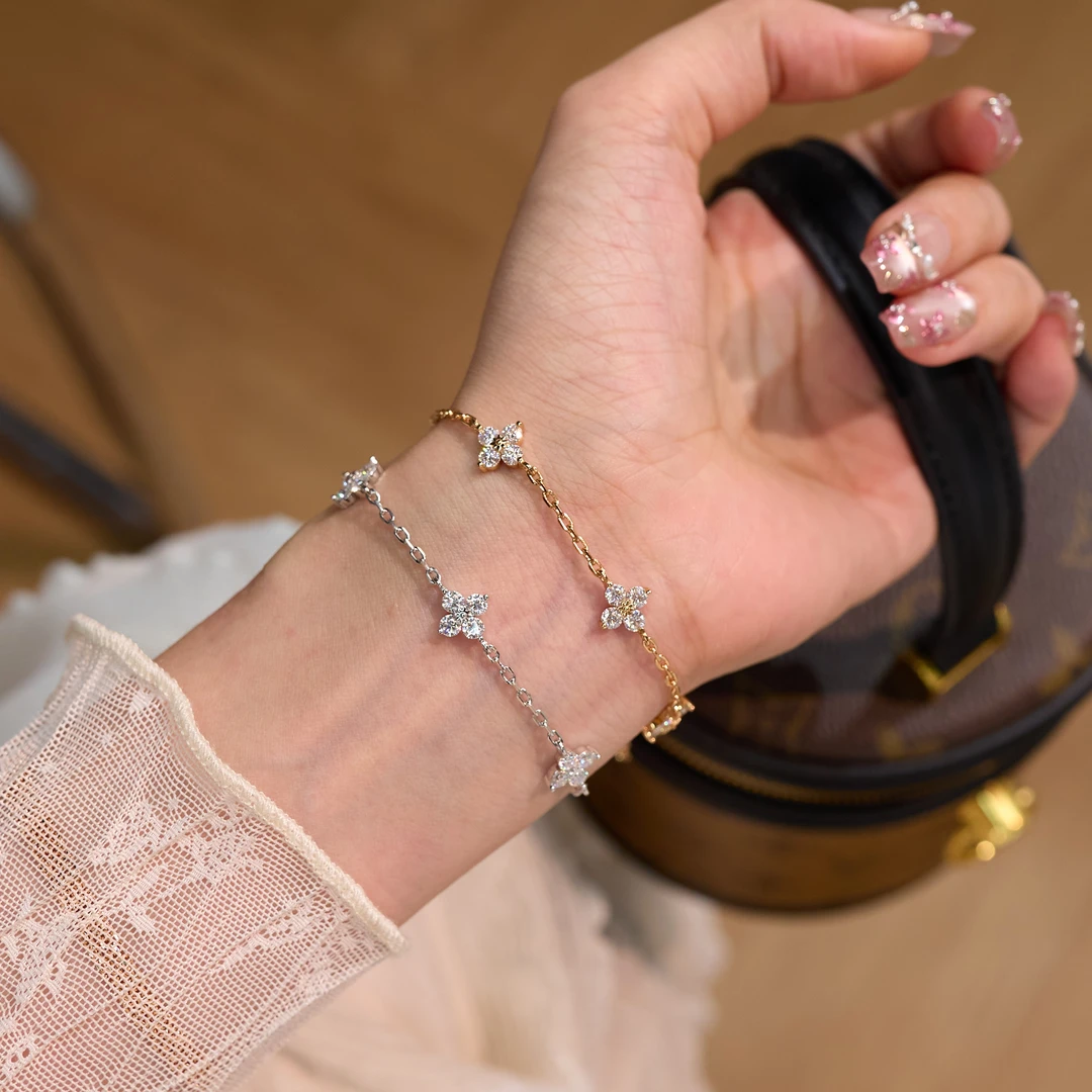 恒美娜 925银莫桑石手链 五花星星手链气质轻奢时尚百搭小众简约