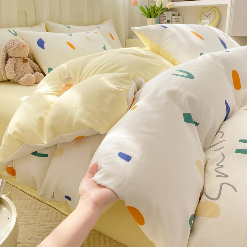 A类水洗云朵棉四件套单双人学生宿舍床单被套三件套简约小碎花