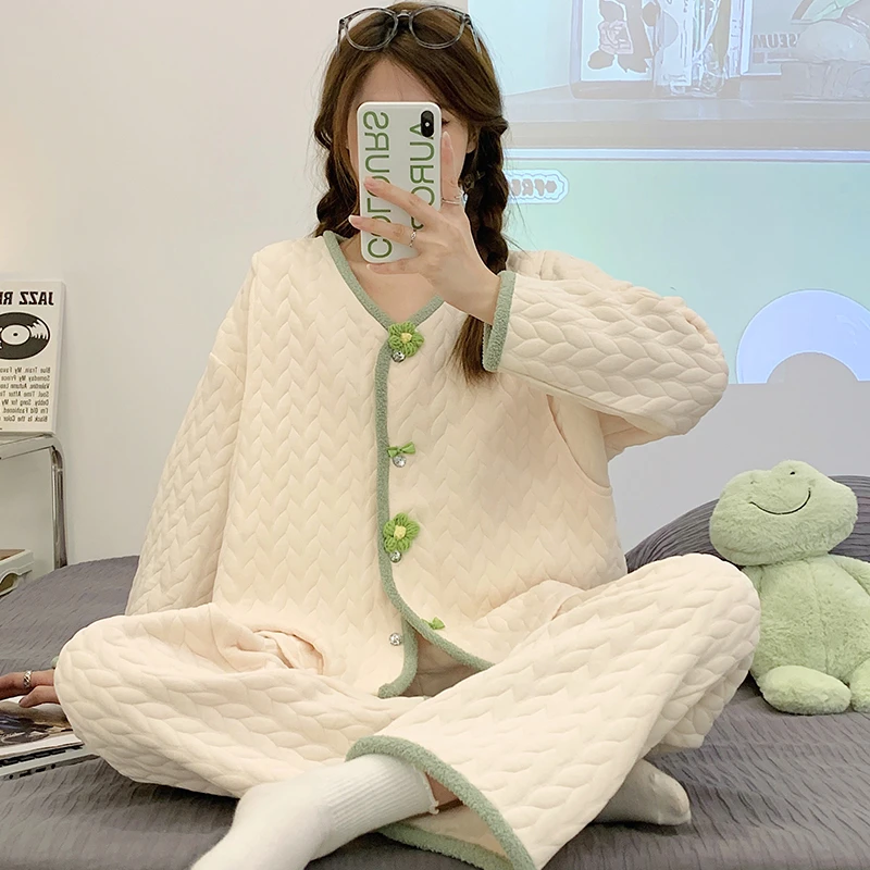 空气棉月子服孕妇加厚棉质产后哺乳睡衣秋冬款产妇坐月10月份喂奶