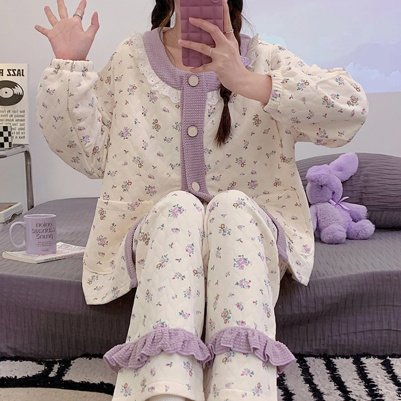 1-2月产妇月子服秋冬款哺乳衣家居服可外穿孕妇加棉加厚睡衣喂奶3