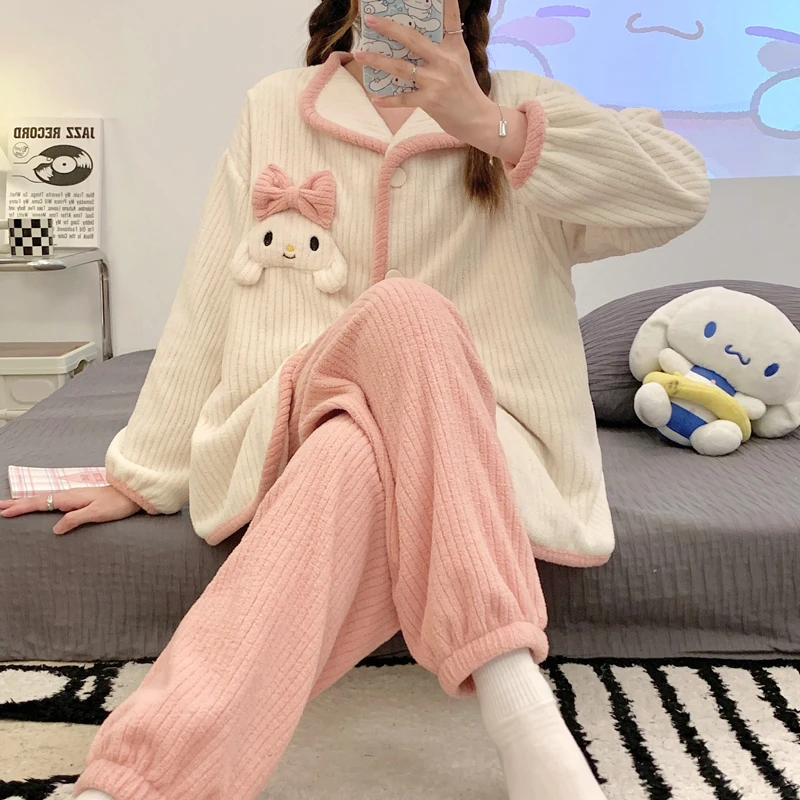珊瑚绒孕妇睡衣秋冬季可外穿套装大码网红怀孕期专用哺乳期月子服
