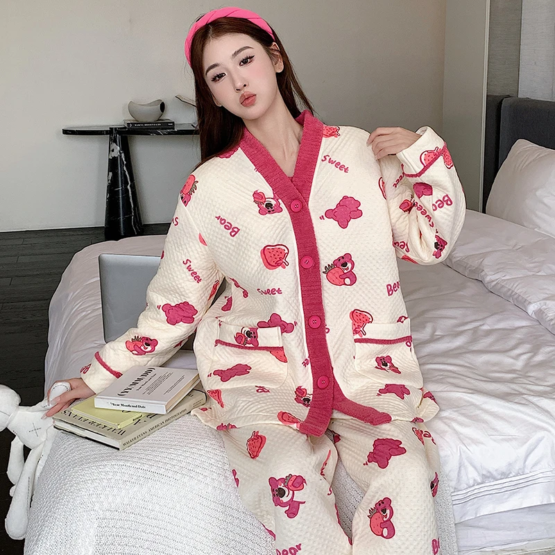 三件套秋冬款空气棉月子服产后孕妇纯棉睡衣女春秋产妇哺乳家居服