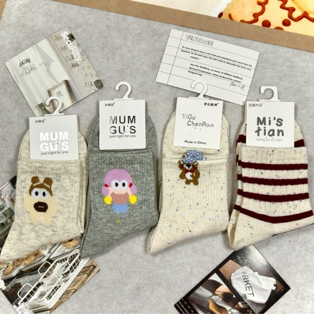 【拍一拆四保底六双】公主拆ins风中筒女袜卡通秋冬纯棉百搭