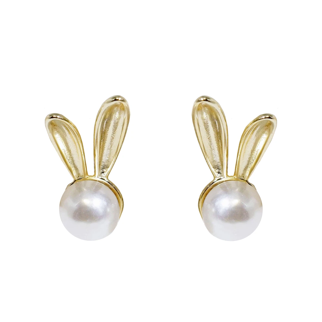 925银仿珍珠耳饰 925银珍珠耳饰纯银养耳洞时尚可爱兔子耳钉