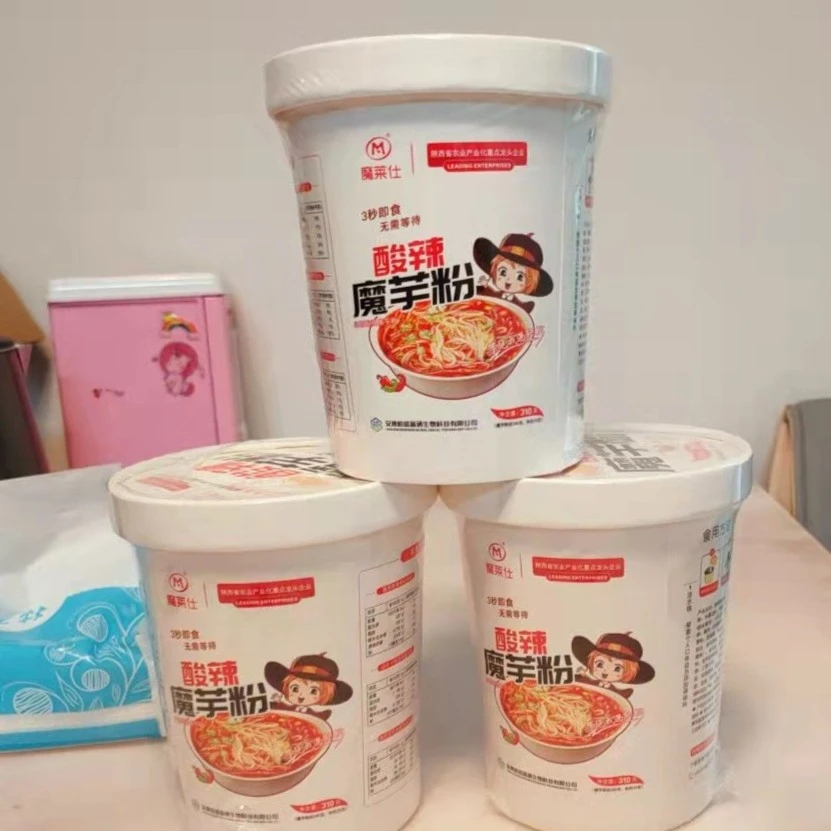 陕西安康石泉酸辣魔芋粉310g魔莱仕桶装柏盛酸辣方便麻辣魔芋粉丝