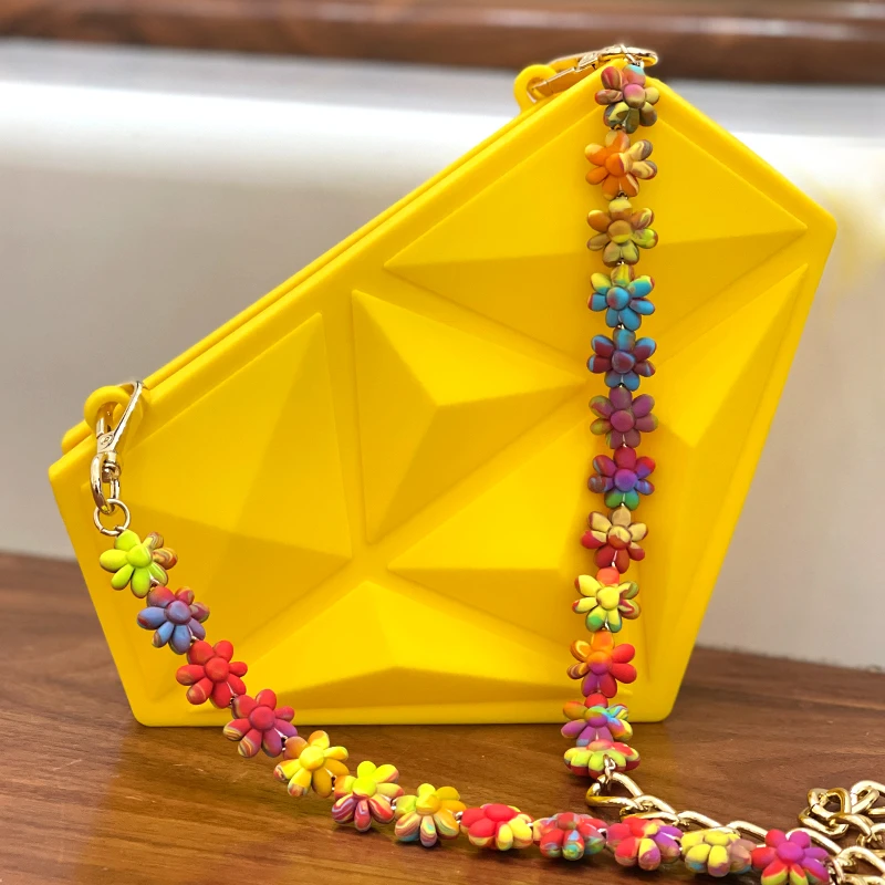 CLICHE网红通用女款原创个性创意艺术 ins 长款硅胶斜挎 钻石包包