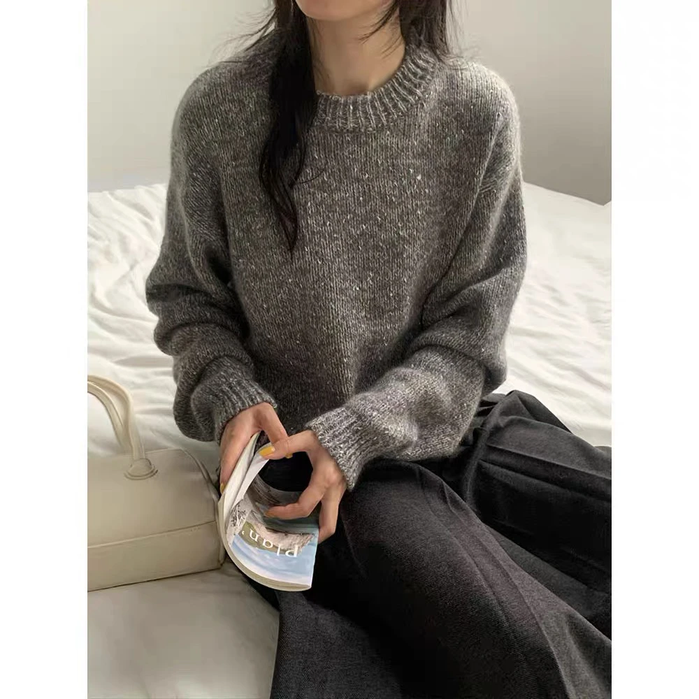 【星空亮片】圆领亮片纯色针织衫外搭女韩版长袖打底外穿  YTJ-17-3