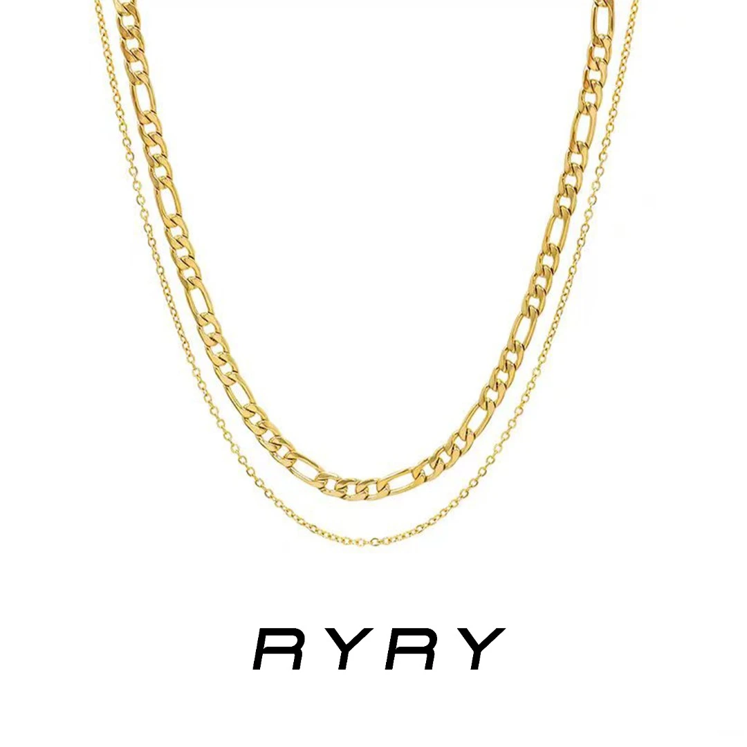 RYRY 钛钢项链 欧美百搭多层叠戴复古项链女潮锁骨链女简约气质