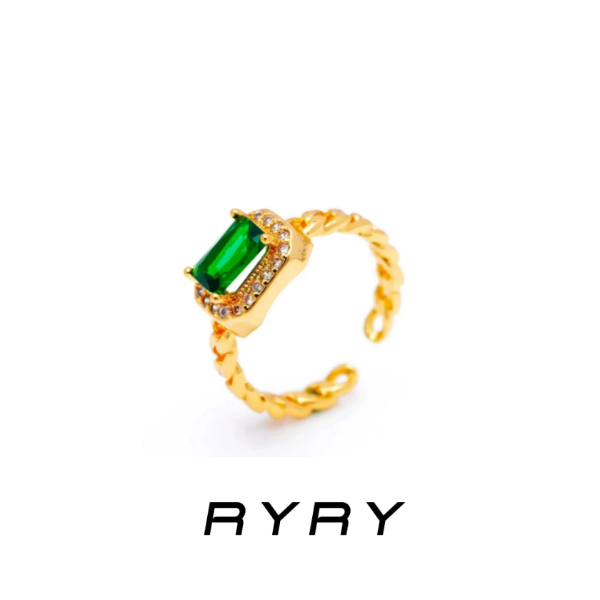 RYRY 铜合金戒指 可调节镶嵌气质轻奢百搭编织开口 戒指R-4024