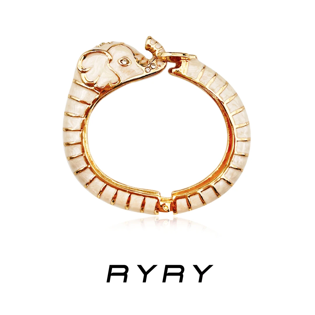 RYRY 合金珐琅手镯 欧美时尚合金大象头滴油时尚开口手镯轻奢