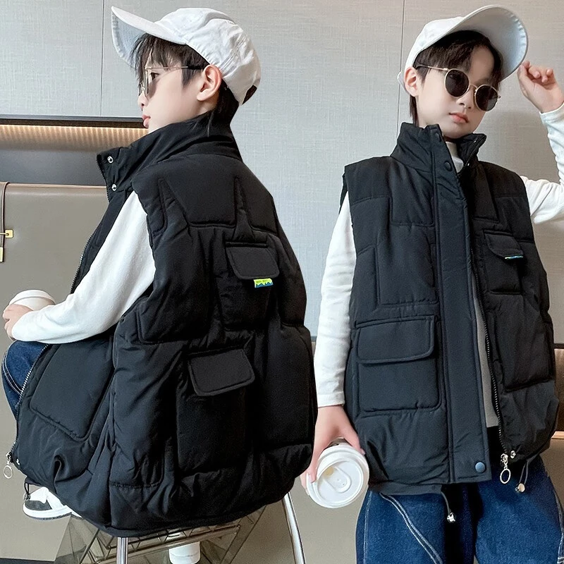 儿童马甲男童外套棉服中大童秋冬装新款坎肩童装男孩加厚保暖马甲