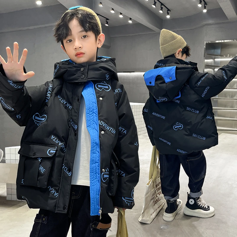 男童羽绒服冬季新款儿童连帽加厚保暖中长款白鸭绒外套中大童冬装