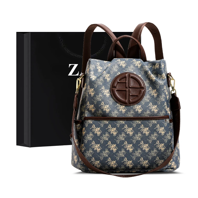 ZAR&RUILR/查瑞娜洋气双肩包包女时尚通勤可单肩大容量防盗背包