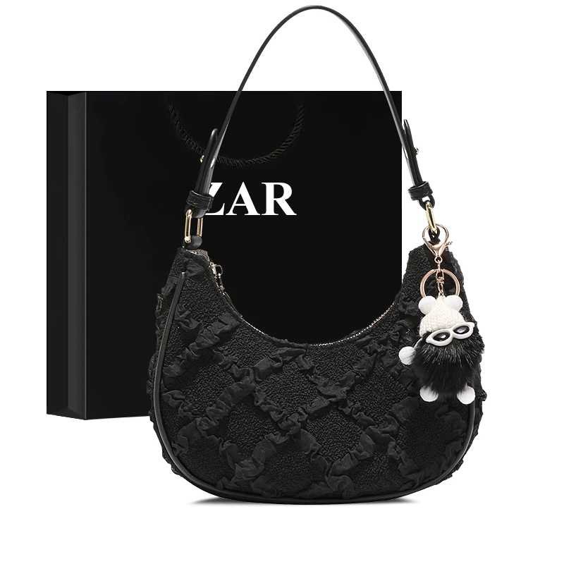 ZAR&RUILR/查瑞娜月牙包包女小众设计斜挎包高级感百搭单肩腋下包