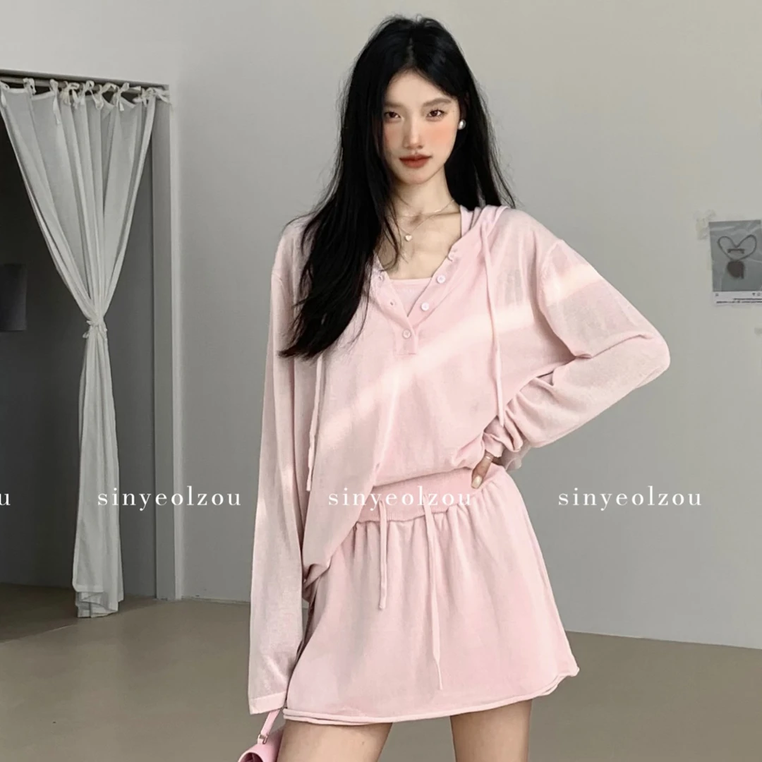 sinyeolzou 清*no退换 #2109 连帽橘粉针织帽衫