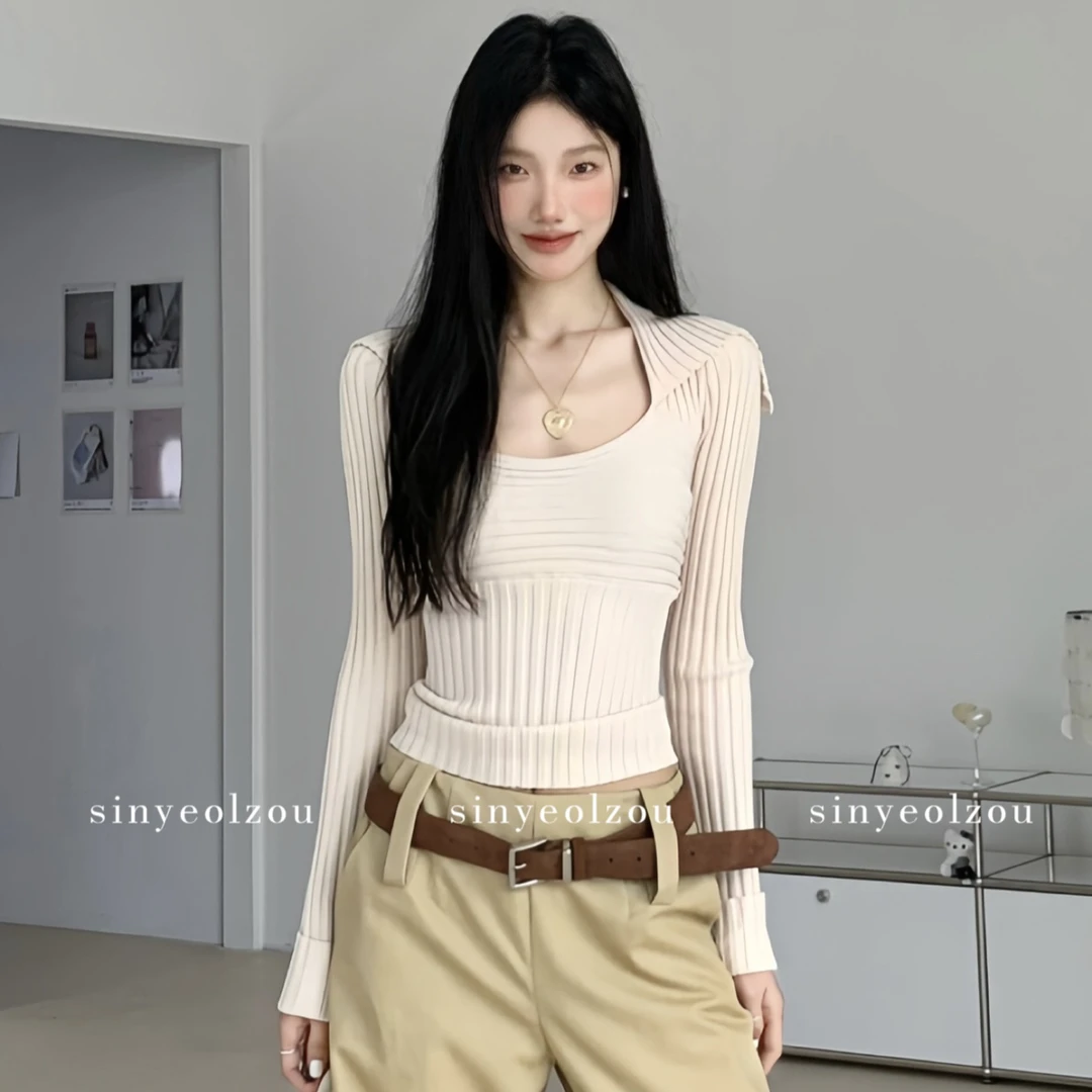 sinyeolzou 清*no退换 #2131 辣妹海军领弹力毛衣