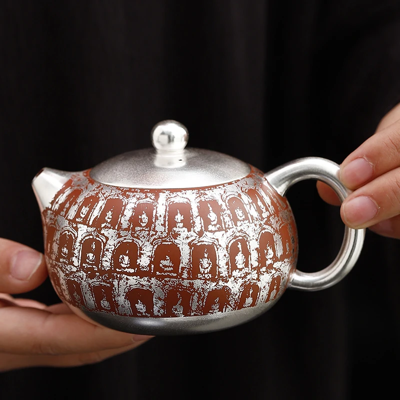 时念何赋森老师紫砂鎏银西施壶单壶敦煌众生相泡茶壶防烫茶器礼盒