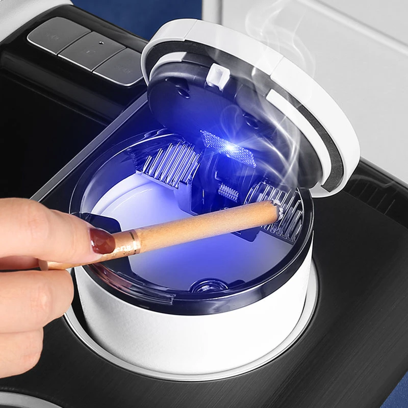 2025新款爆款车载加厚陶瓷内胆可拆卸防飞灰带盖车用多功能烟灰缸