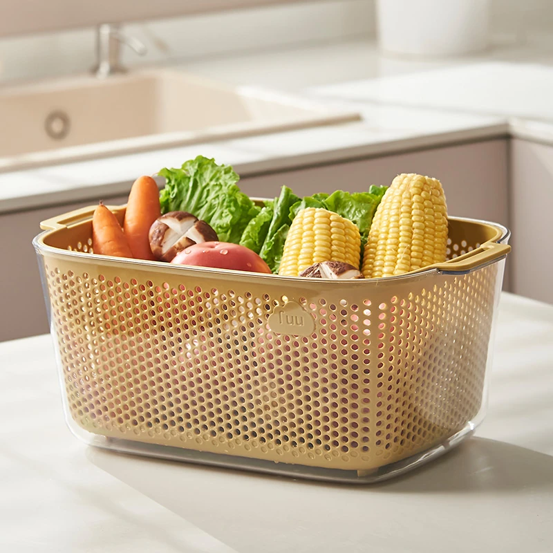 沥水篮新款双层洗菜盆加厚淘米盆厨房滤水神器家用菜篮子洗水果盘