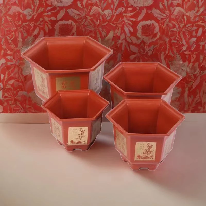 30cm六角树脂口径树脂花盆茉莉花多肉果树加大加厚六角盆