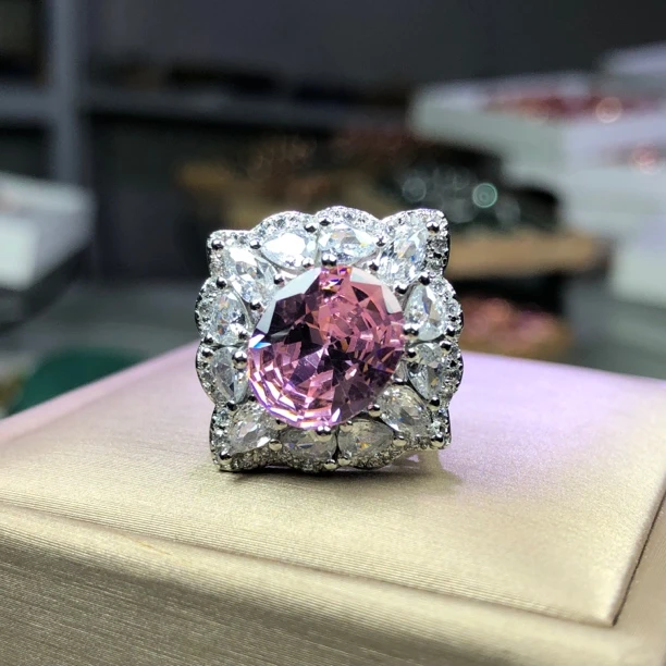 1124粉戒指银色托培育开口可调节美丽漂亮精致豪华 精